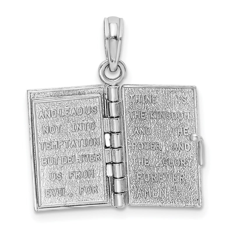 14k White Gold 3-D Holy Bible w/ Lord's Prayer Moveable Charm-C3964W