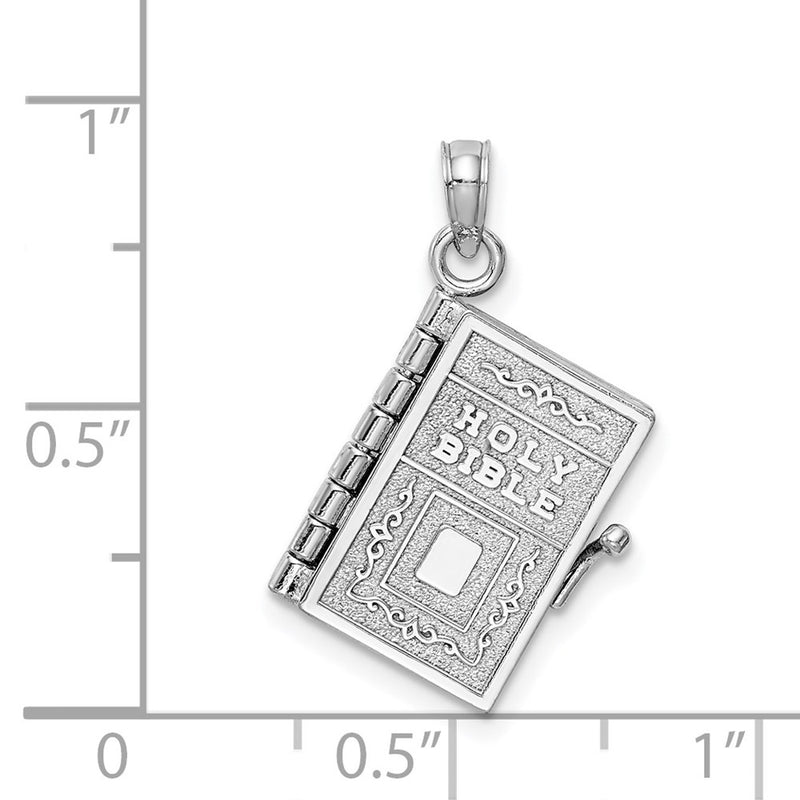 14k White Gold 3-D Holy Bible w/ Lord's Prayer Moveable Charm-C3964W