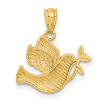 14k w/Rhodium Polished Dove w/Olive Branch Pendant-C3970