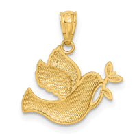 14k w/Rhodium Polished Dove w/Olive Branch Pendant-C3970