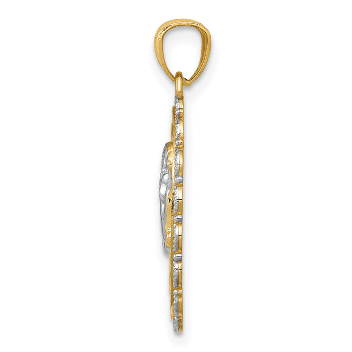 14k w/Rhodium Angel Pendant-C3972