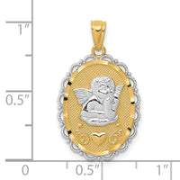 14k w/Rhodium Angel Pendant-C3972