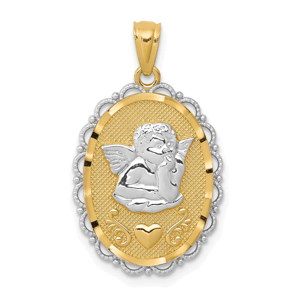14k w/Rhodium Angel Pendant-C3972