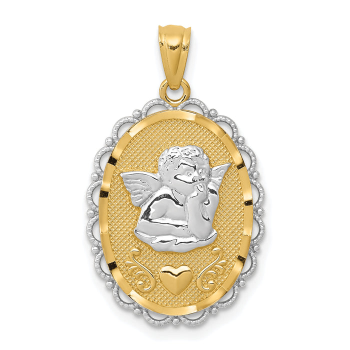 14k w/Rhodium Angel Pendant-C3972