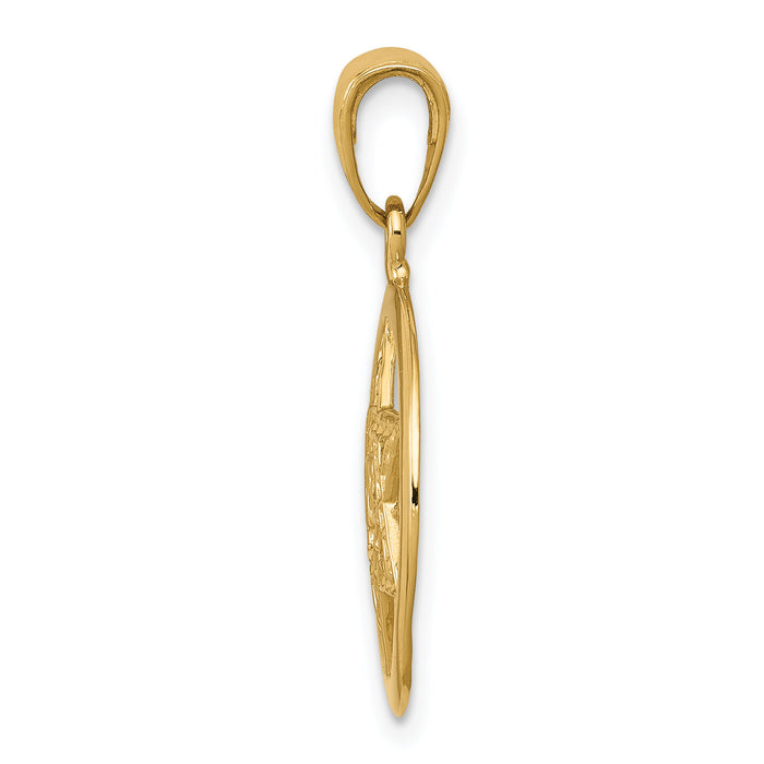 14K Jewish Chai In Star Of David Pendant-C3986