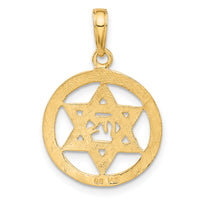 14K Jewish Chai In Star Of David Pendant-C3986