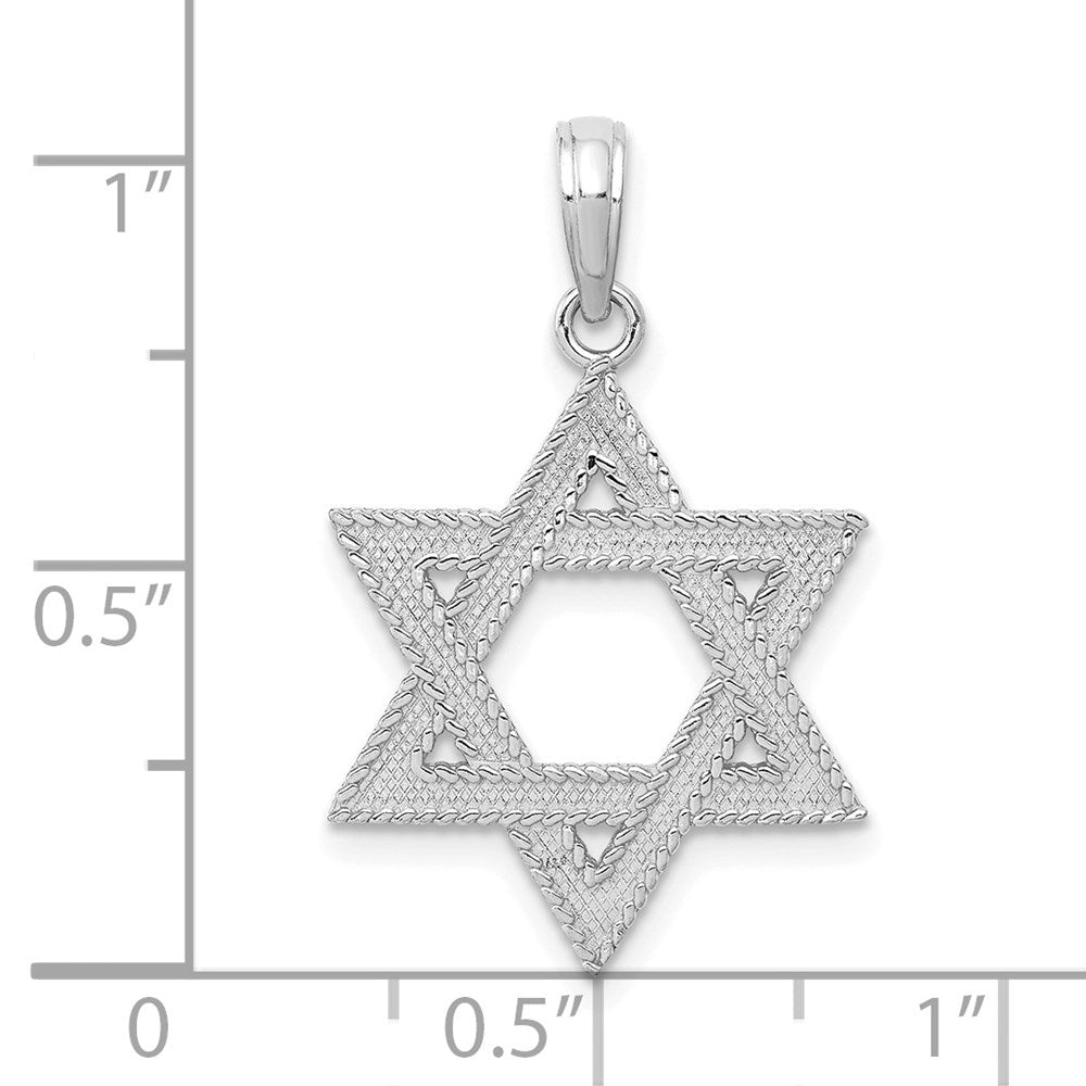 14K White Gold Engraved Star Of David Charm-C3988W
