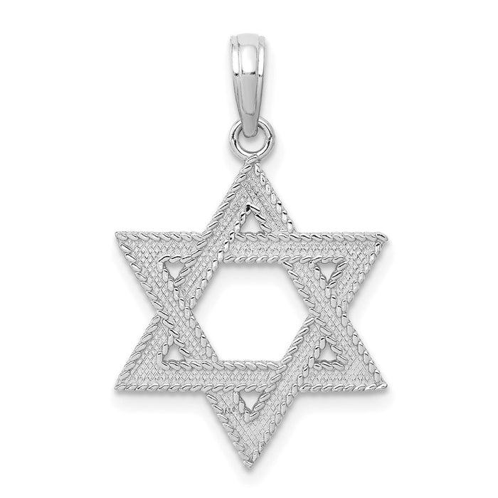 14K White Gold Engraved Star Of David Charm-C3988W