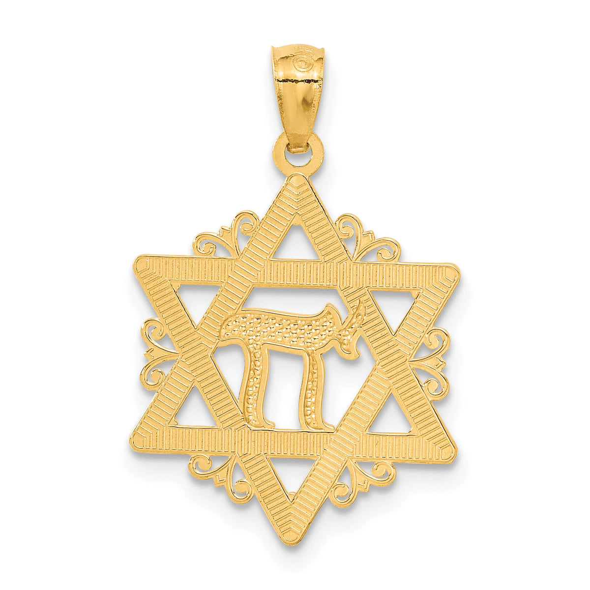 14k w/Rhodium Star of David Pendant-C3989