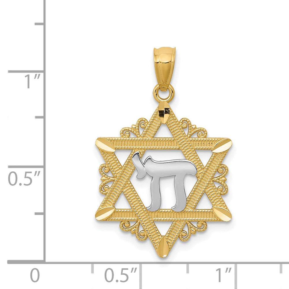 14k w/Rhodium Star of David Pendant-C3989
