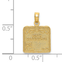 14k BIRTH CERTIFICATE Charm-C3994