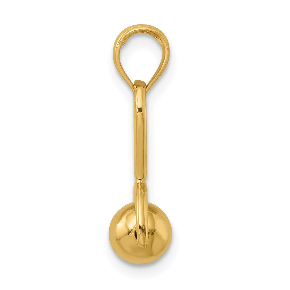 14k 3-D Baby Rattle with Moveable Ball Charm-C3995