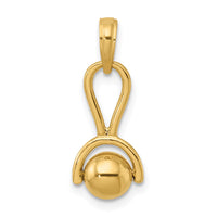 14k 3-D Baby Rattle with Moveable Ball Charm-C3995