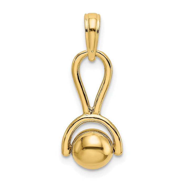 14k 3-D Baby Rattle with Moveable Ball Charm-C3995