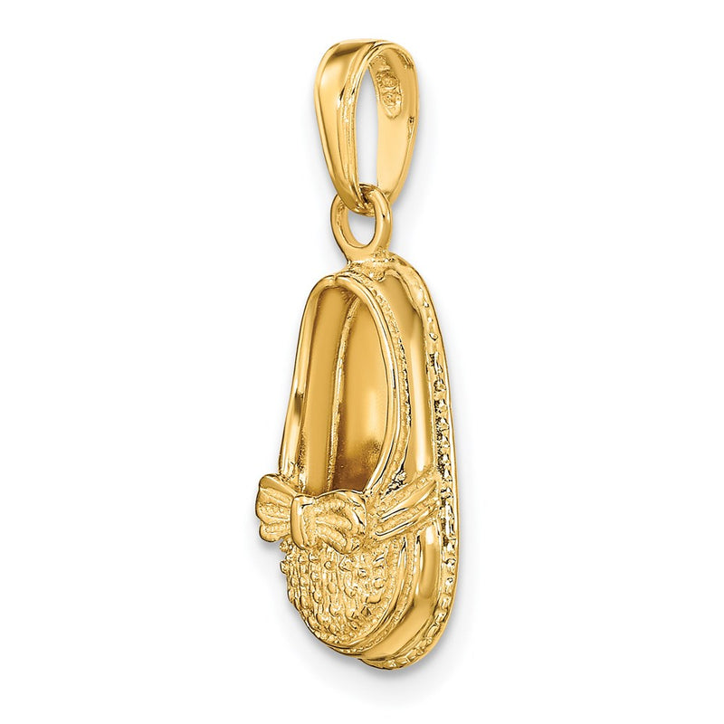 14k 3-D Baby Shoe with Bow Pendant-C4008