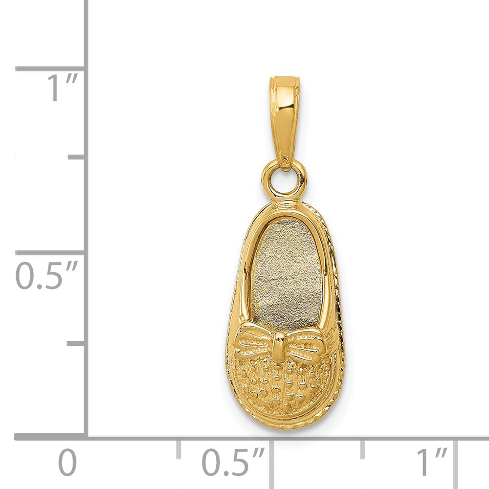 14k 3-D Baby Shoe with Bow Pendant-C4008