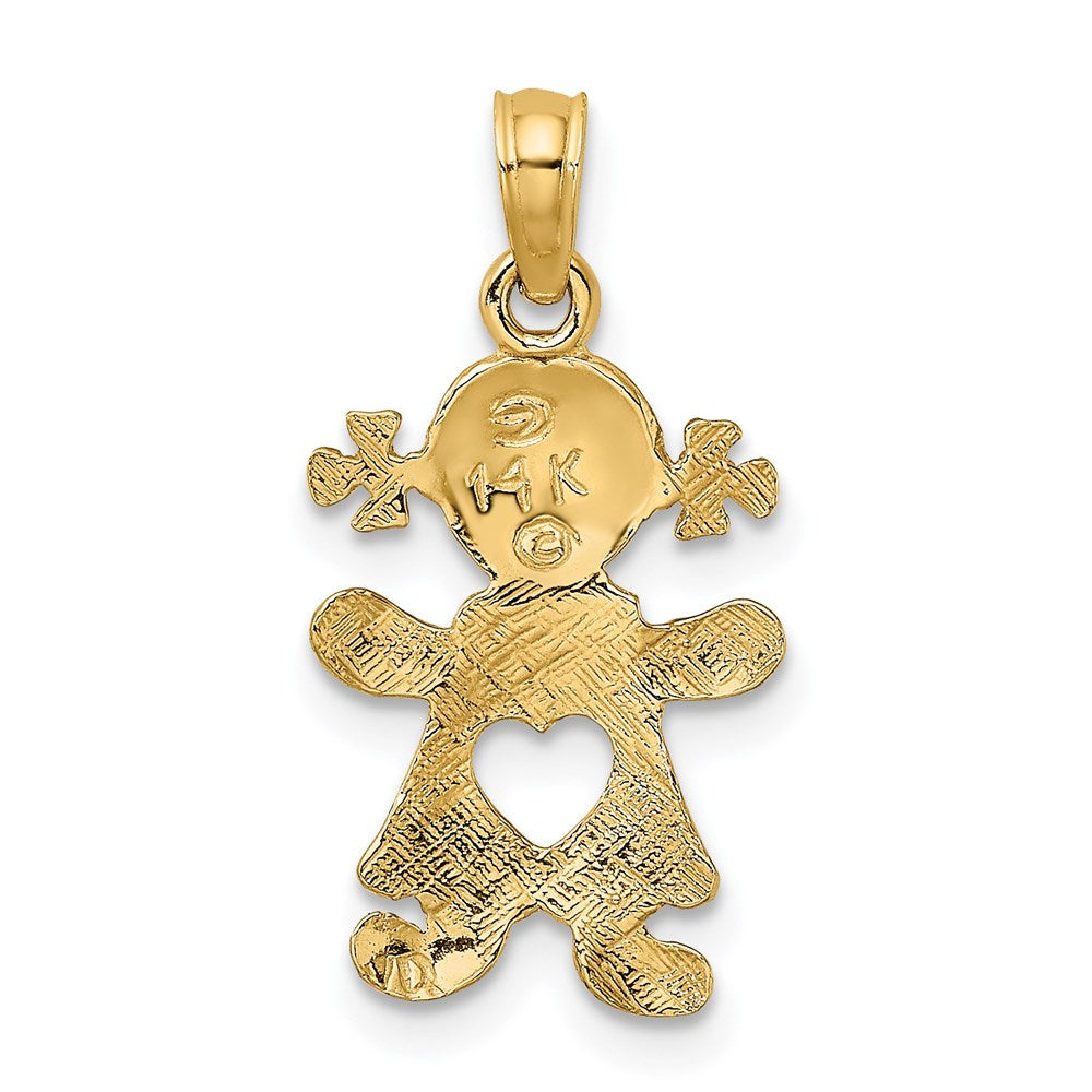14k Playful Girl w/Cut Out Heart Charm-C4016