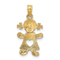 14k Playful Girl w/Cut Out Heart Charm-C4016
