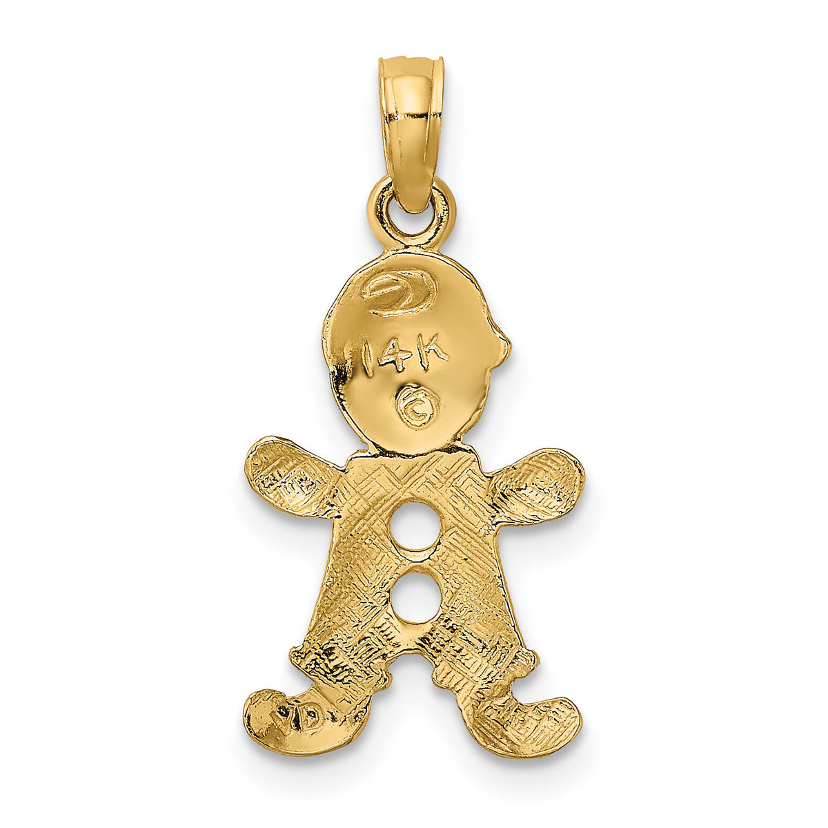 14k Playful Boy w/Cut Out Buttons Charm-C4017