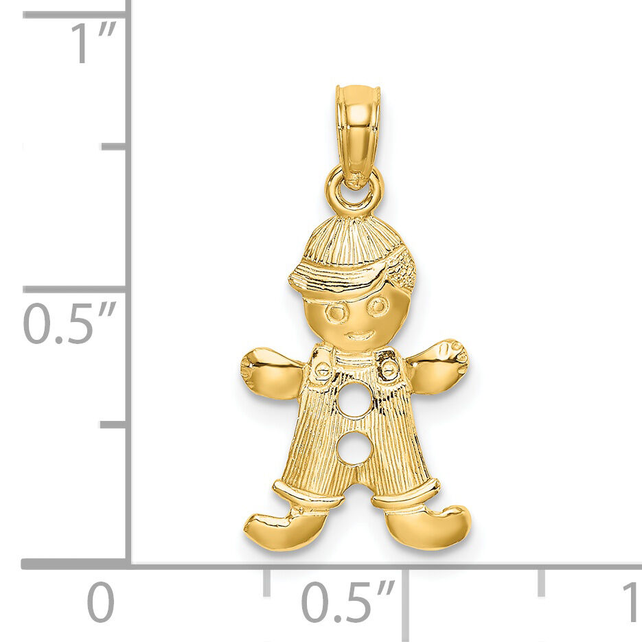 14k Playful Boy w/Cut Out Buttons Charm-C4017