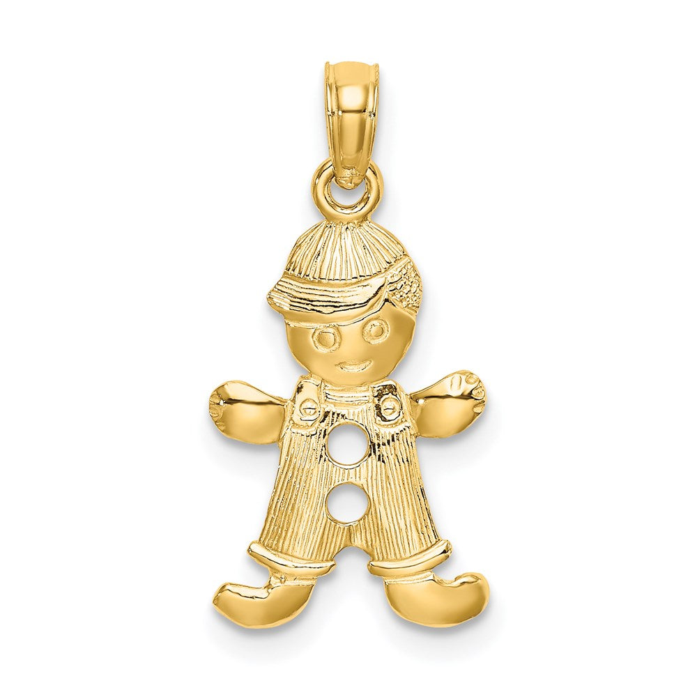 14k Playful Boy w/Cut Out Buttons Charm-C4017
