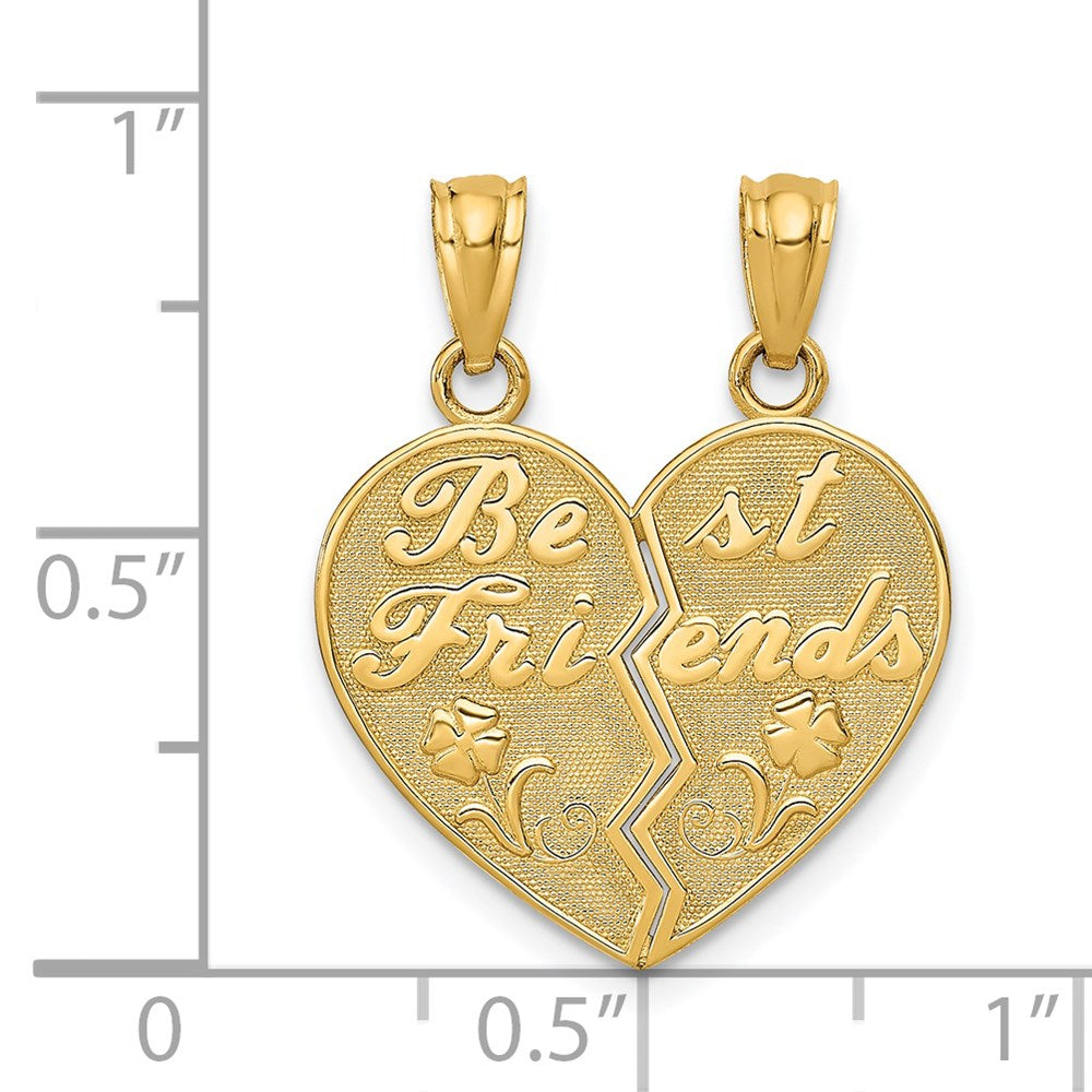 14k BEST FRIENDS Heart Break Apart Pendants-C4024