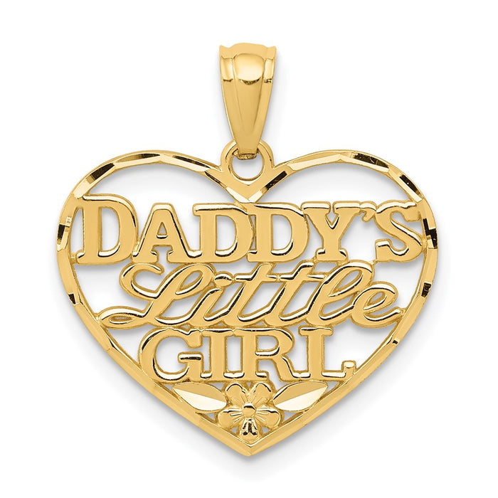 14k Diamond-cut DADDYS LITTLE GIRL Heart Pendant-C4027