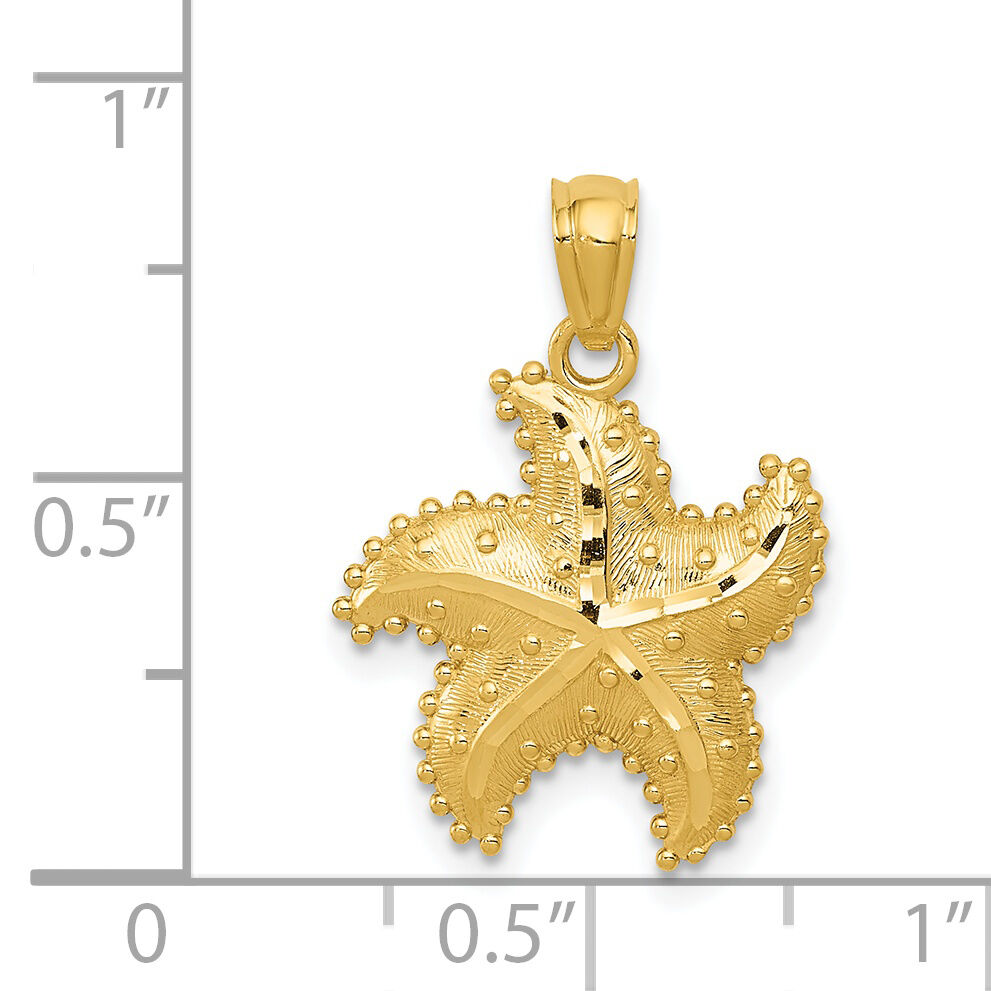14K Diamond-Cut Starfish Pendant-C4033