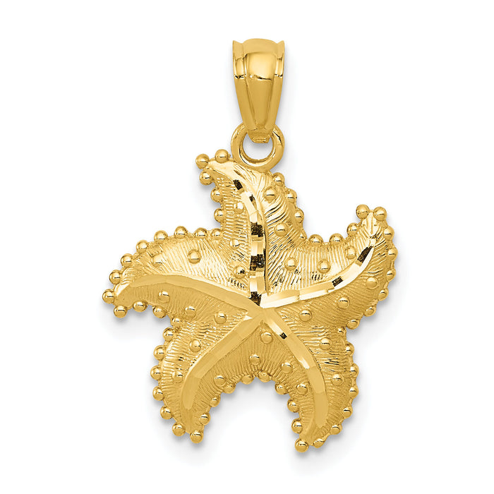 14K Diamond-Cut Starfish Pendant-C4033