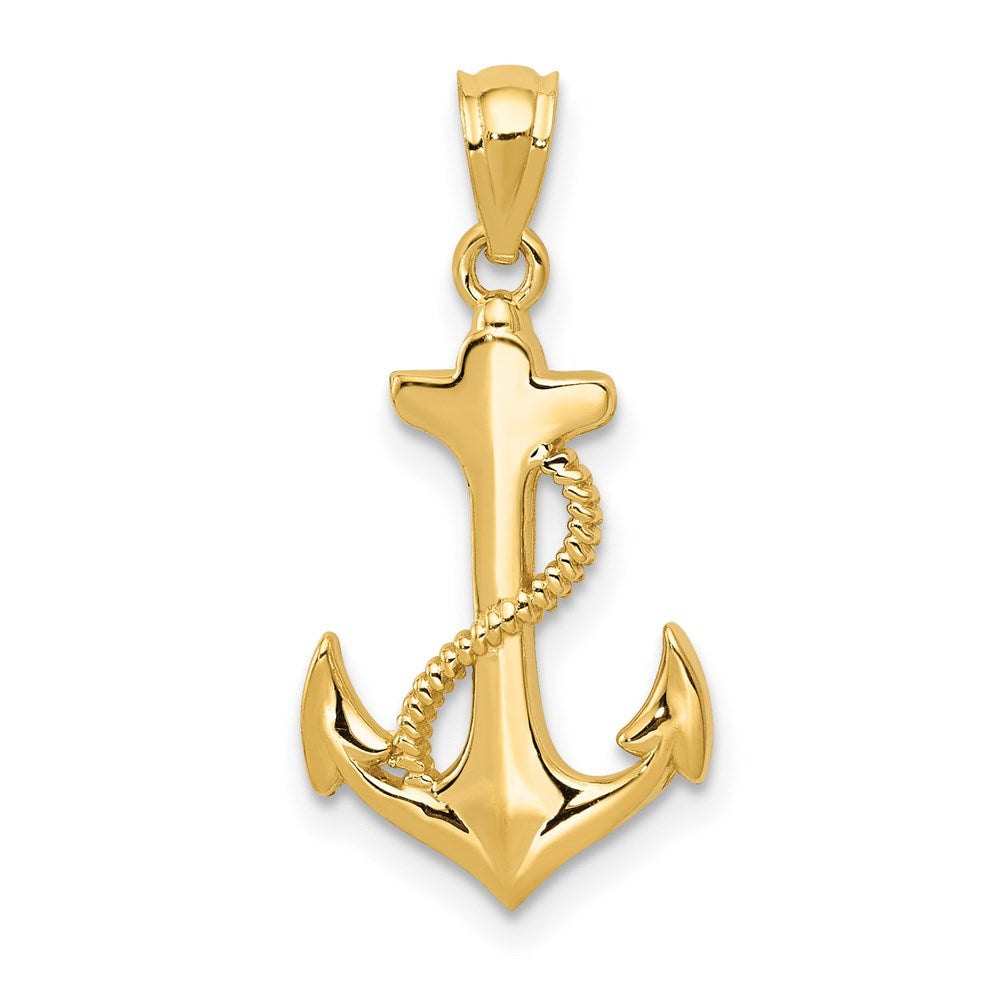 14k Polished Anchor Pendant-C4035