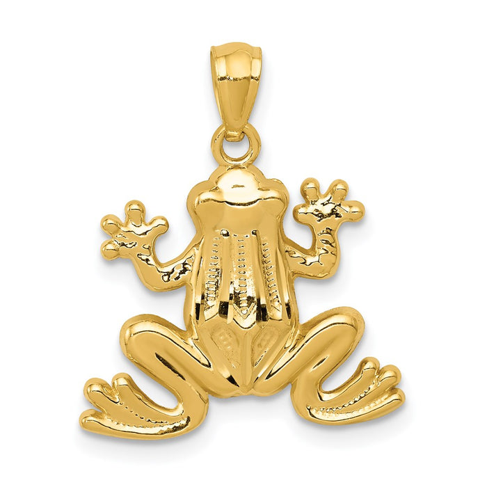 14k Polished Frog Pendant-C4038