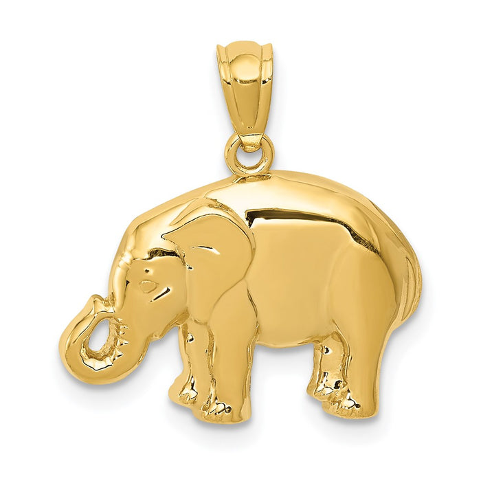 14k Polished Elephant Pendant-C4040