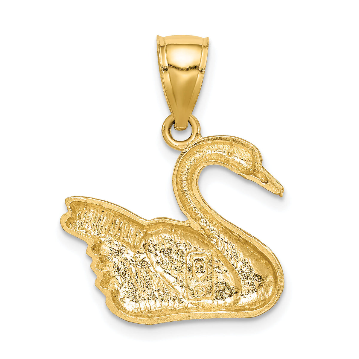 14K Diamond-cut Swan Pendant-C4054