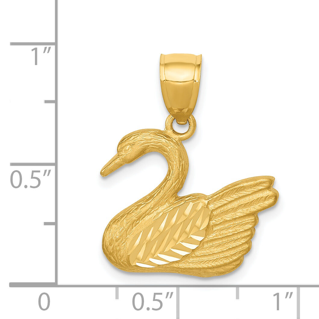 14K Diamond-cut Swan Pendant-C4054