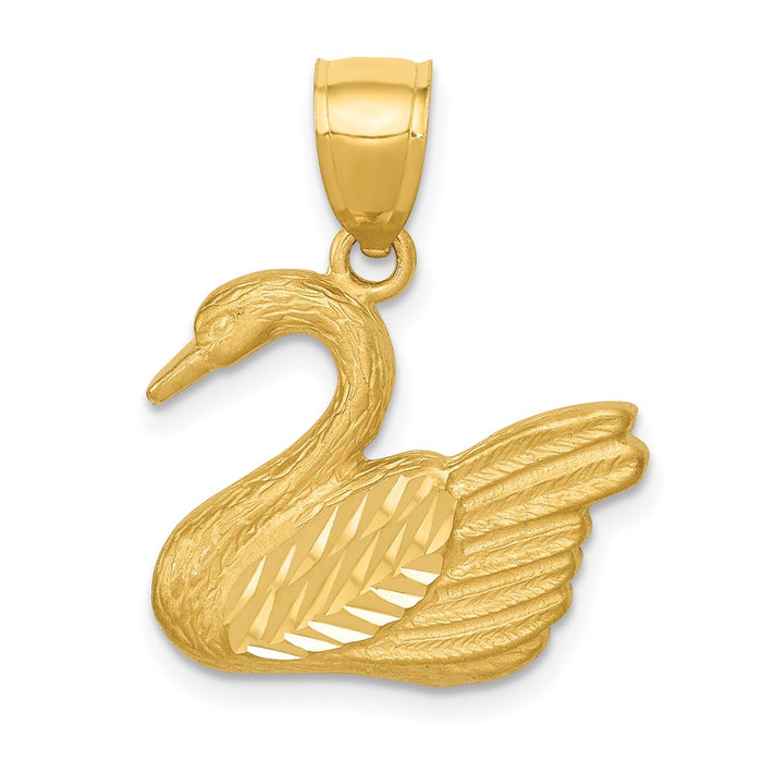14K Diamond-cut Swan Pendant-C4054