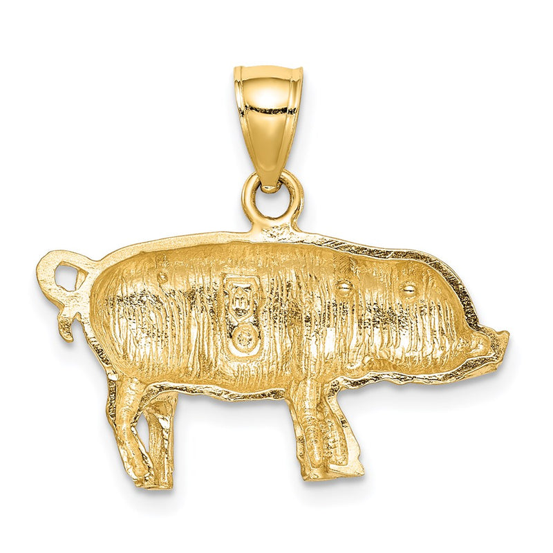 14K Diamond-cut Pig Pendant-C4060