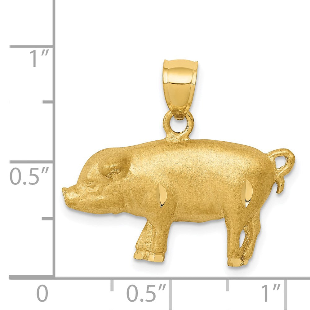 14K Diamond-cut Pig Pendant-C4060