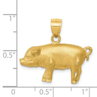 14K Diamond-cut Pig Pendant-C4060