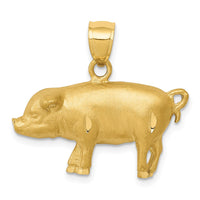 14K Diamond-cut Pig Pendant-C4060