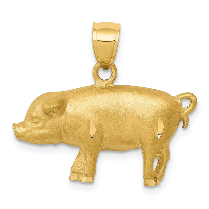 14K Diamond-cut Pig Pendant-C4060