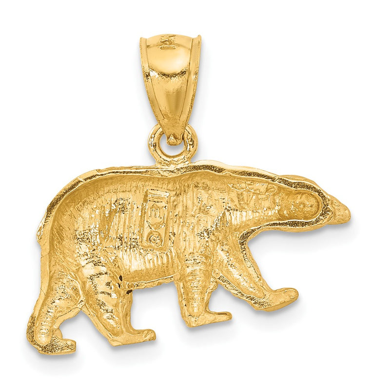 14K Diamond-cut Bear Pendant-C4061