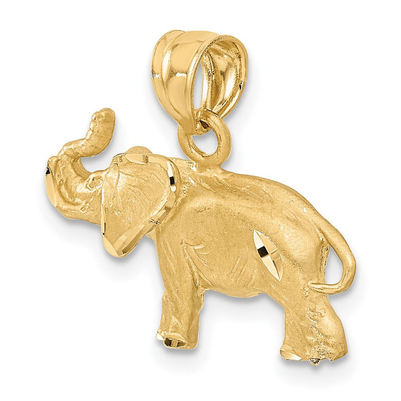 14K Diamond-cut Elephant Pendant-C4066