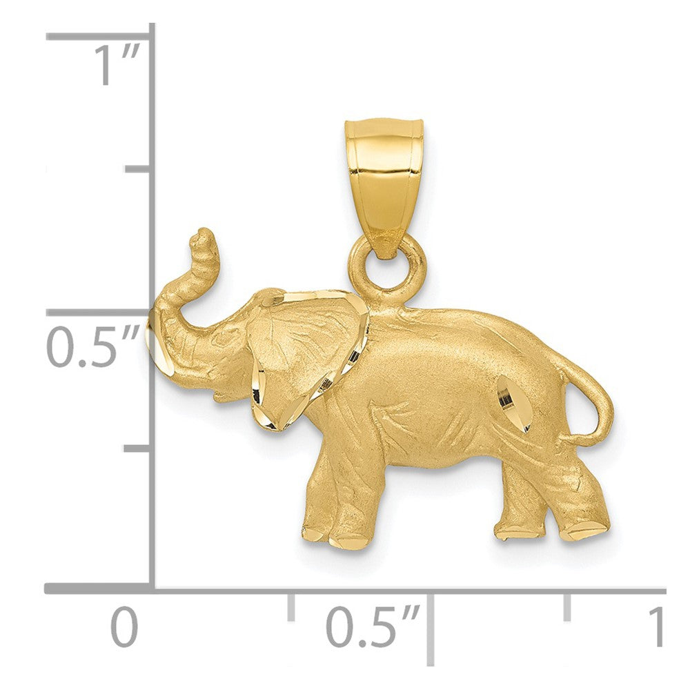 14K Diamond-cut Elephant Pendant-C4066