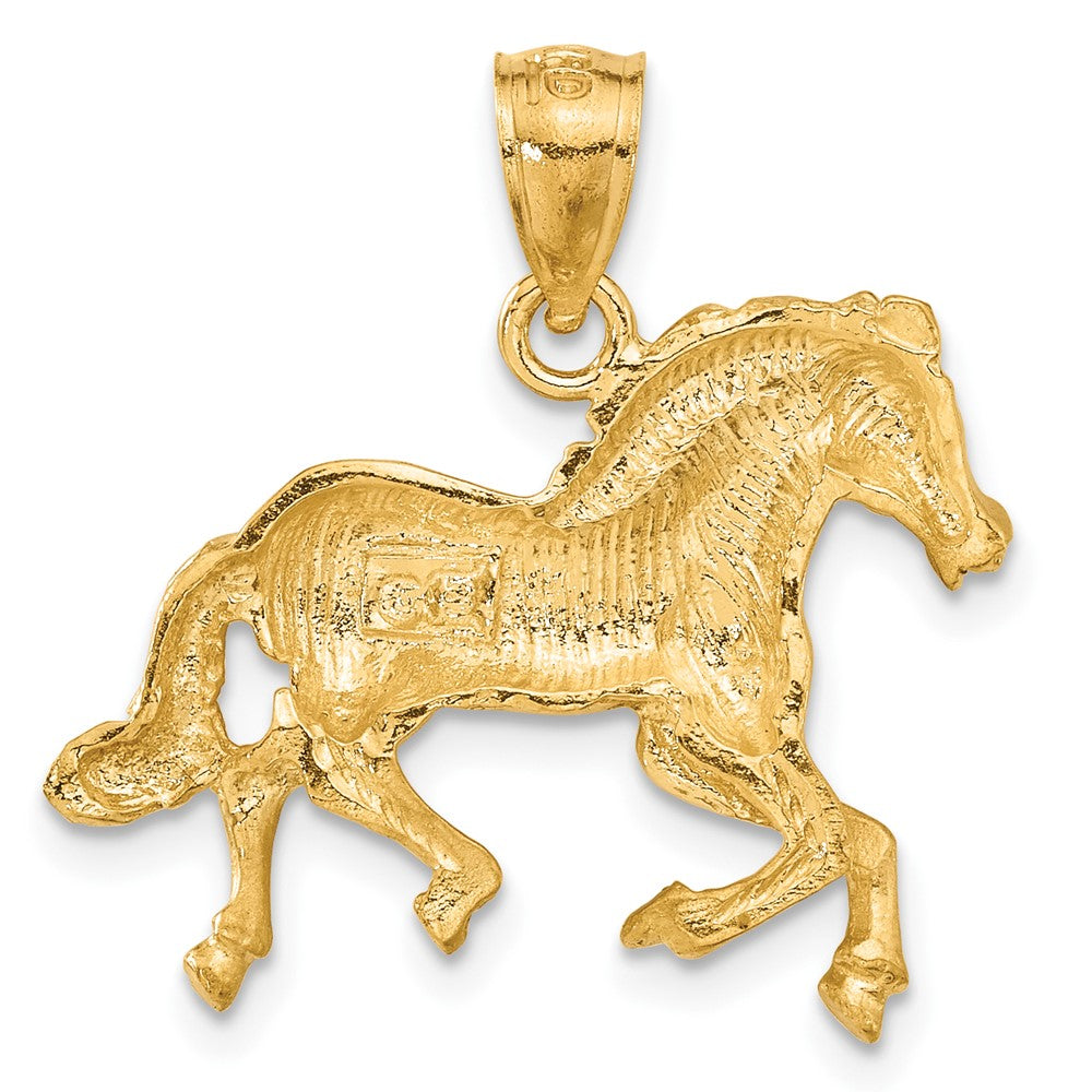 14K Diamond-cut Horse Pendant-C4067