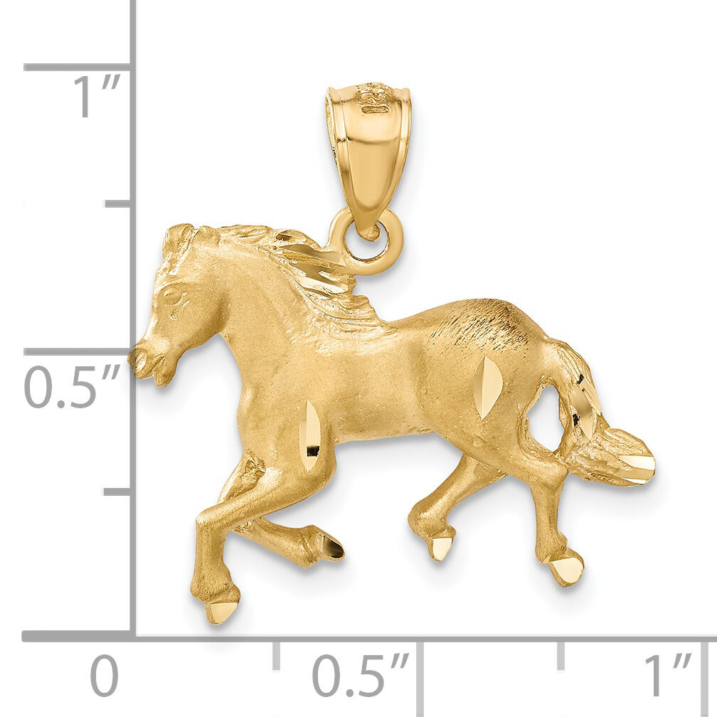 14K Diamond-cut Horse Pendant-C4067