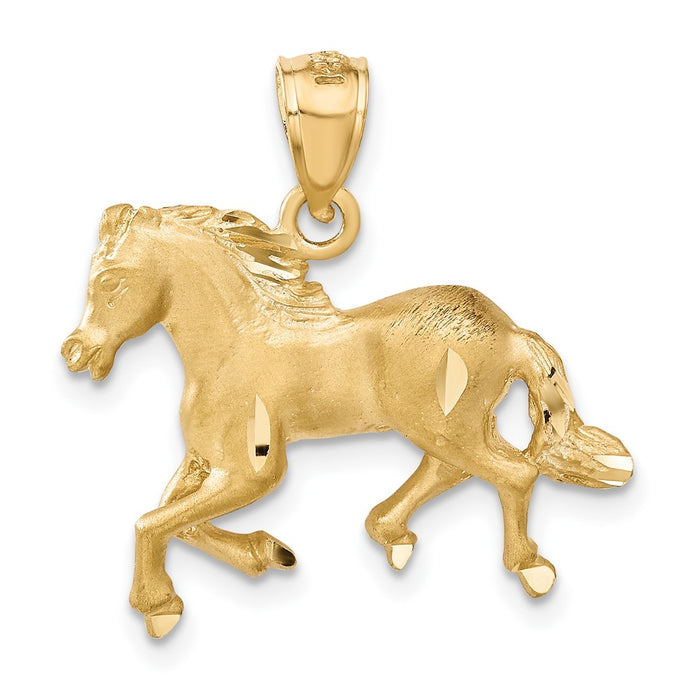 14K Diamond-cut Horse Pendant-C4067