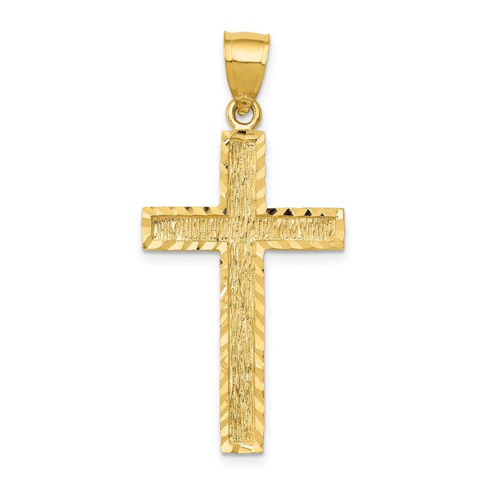 14K Diamond-cut Cross Pendant-C4098