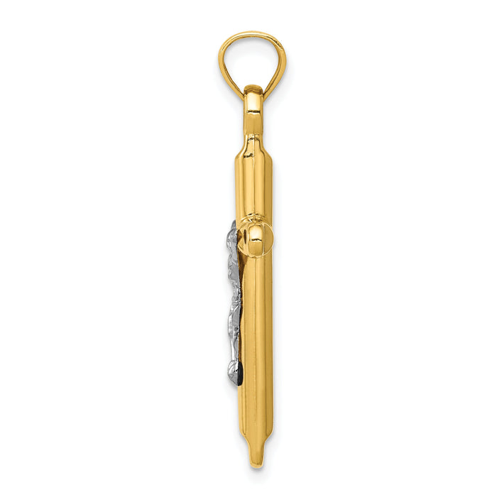 14k Two-tone Hollow Crucifix Pendant-C4113
