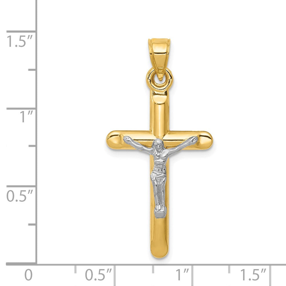14k Two-tone Hollow Crucifix Pendant-C4113