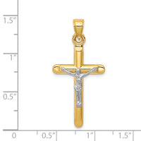 14k Two-tone Hollow Crucifix Pendant-C4113